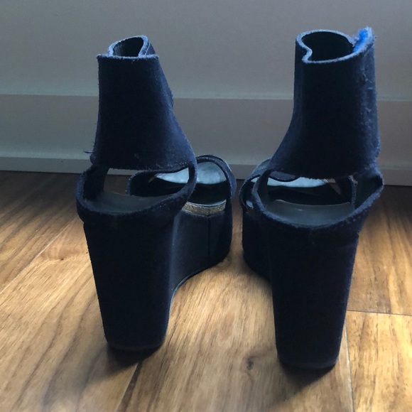 Pedro Garcia midnight suede platform wedge sandals - Picture 2 of 6